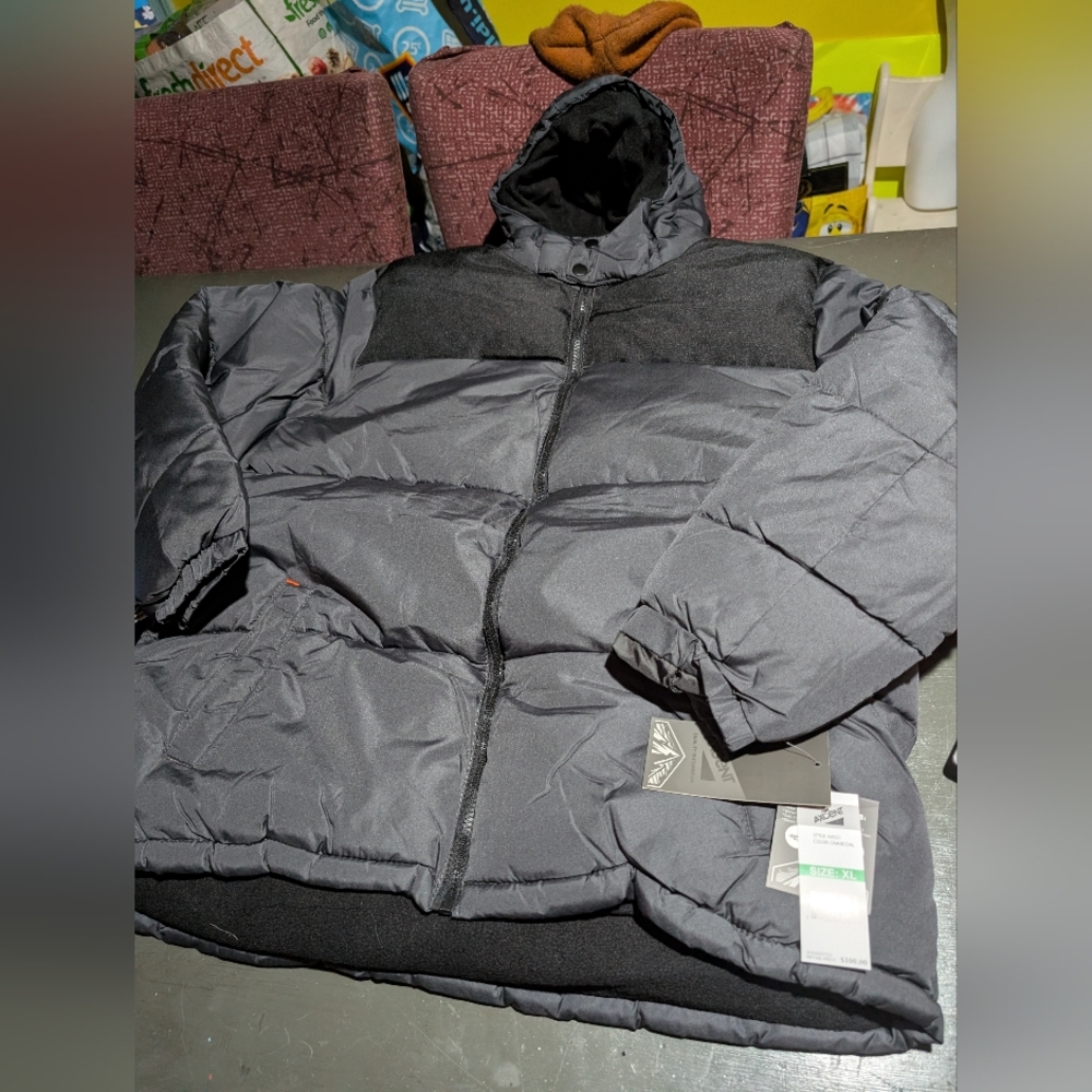 Axcent Men's Charcoal Black Puffer Jacket Size XL NWT